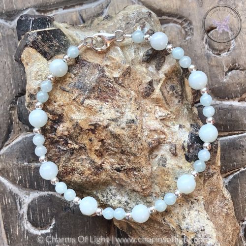 Amazonite & Silver Bead Bracelet